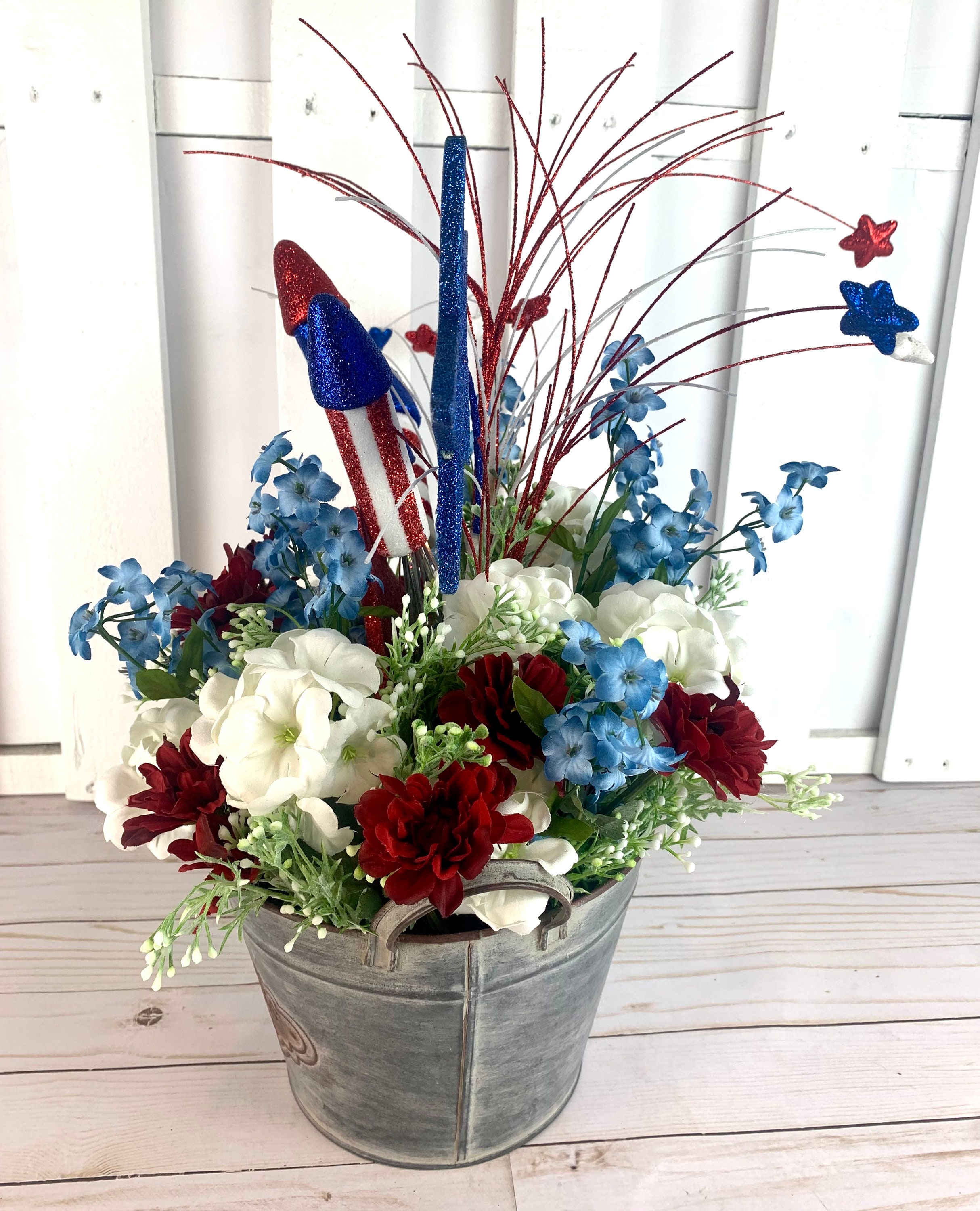 Patriotic Centerpiece for Table Patriotic Arrangement Table Etsy