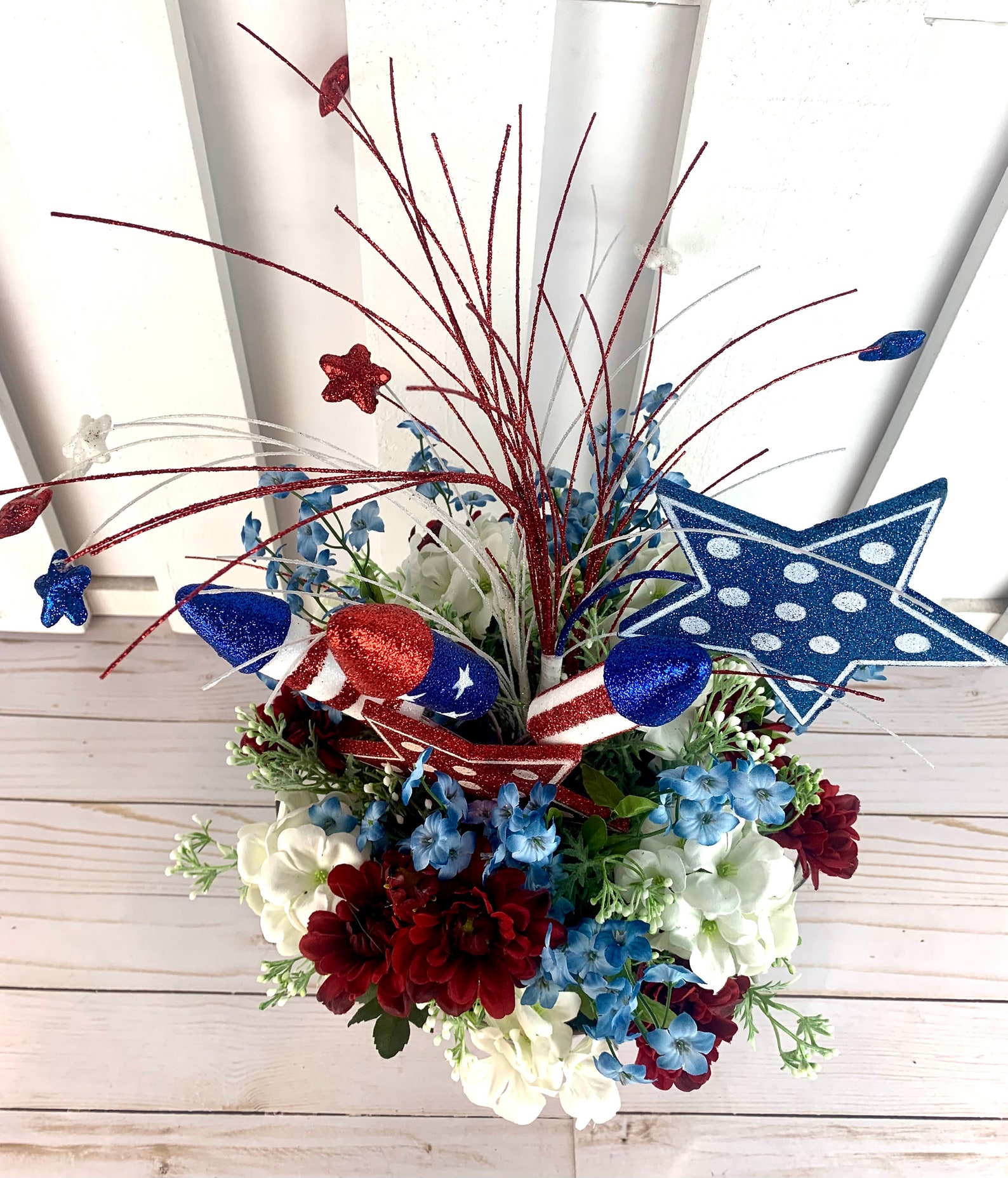 Patriotic Centerpiece for Table Patriotic Arrangement Table Etsy