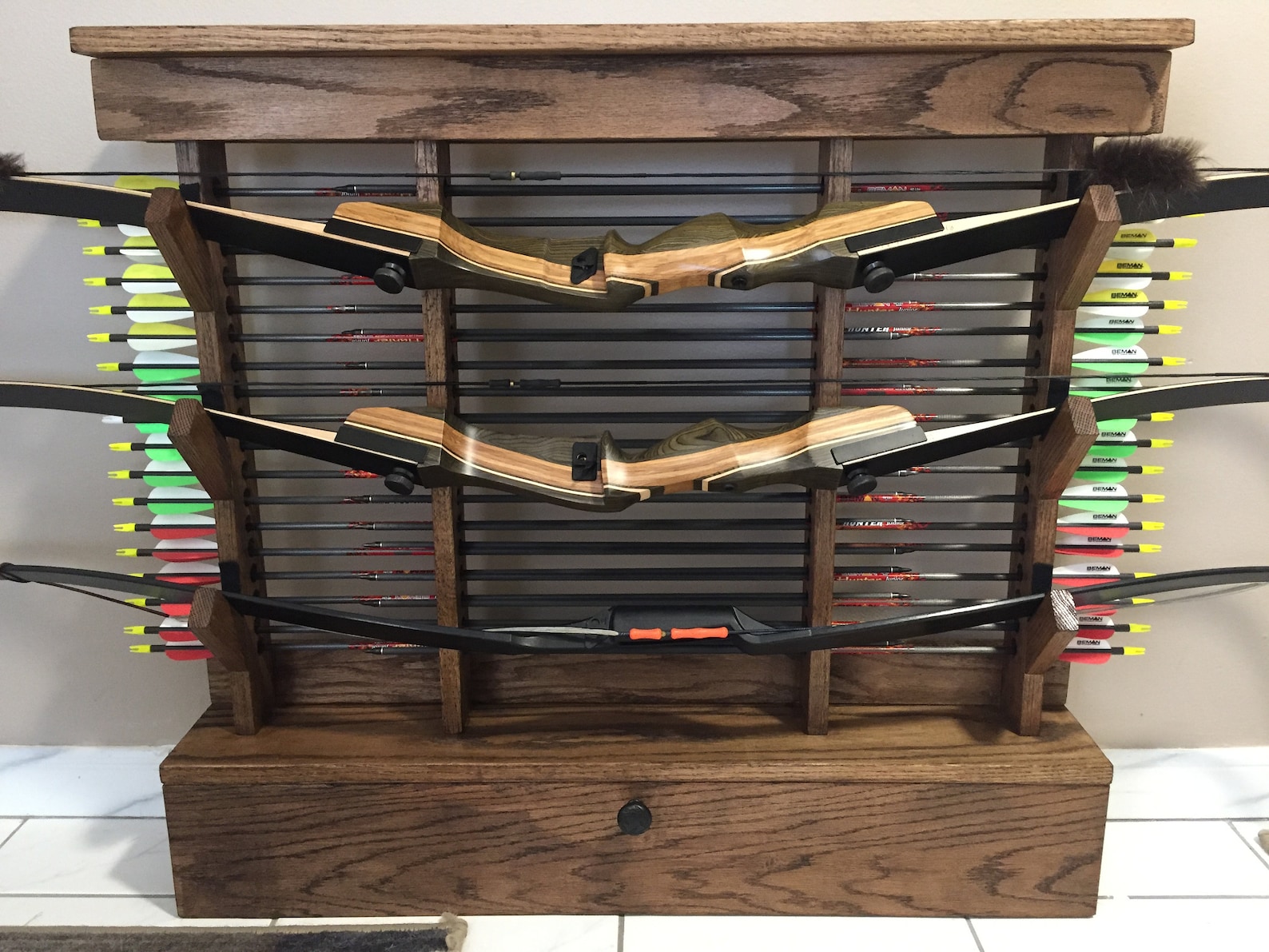 Wall Hanging Red Oak Archery Rack Etsy