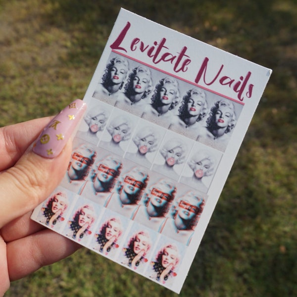 Marilyn Monroe Nail Decal Set | Décalcomanies | Nail Art | Marilyn Monroe | Gel Ongles | Autocollants à ongles | Appuyez sur les ongles | Clous de cercueil