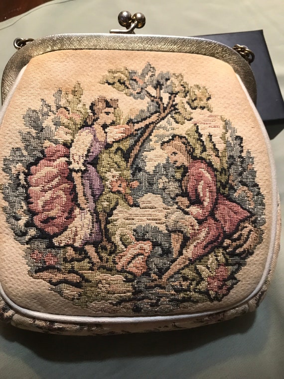 Antique Victorian JR Julius Resnick needlepoint ta