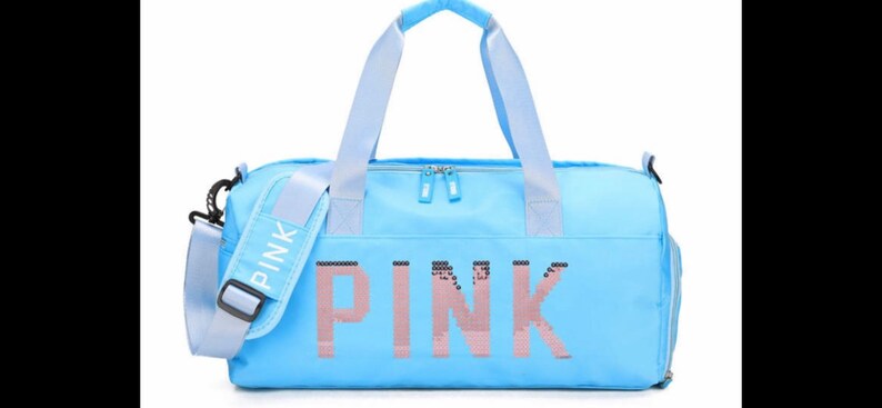 Pink gym baglight blue color multiple pocket multiple purposes gym sport yoga new