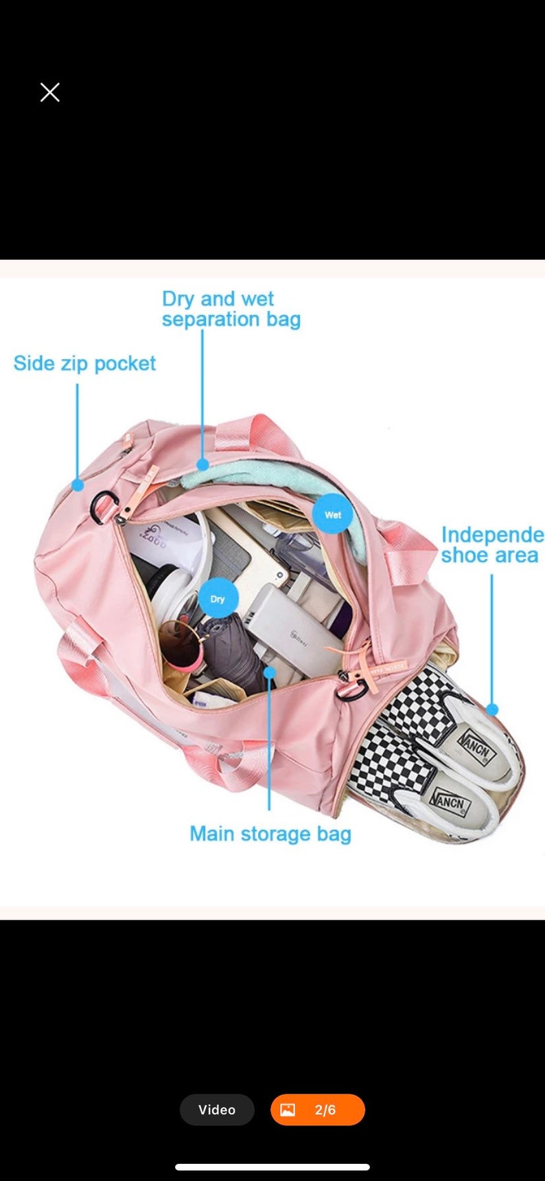 Pink gym baglight blue color multiple pocket multiple purposes gym sport yoga new