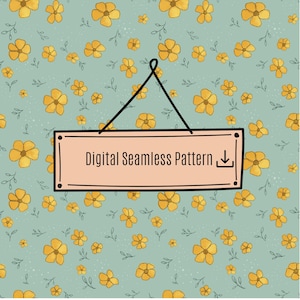 Yellow Flowers Seamless Pattern | Floral Digital Paper | 3000x3000 px | Sunny Botanical Repeat | Instant Download