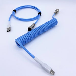 Custom Coiled Aviator USB-C Keyboard Cable Blue