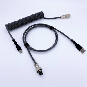 Custom Coiled Aviator USB-C Keyboard Cable Black