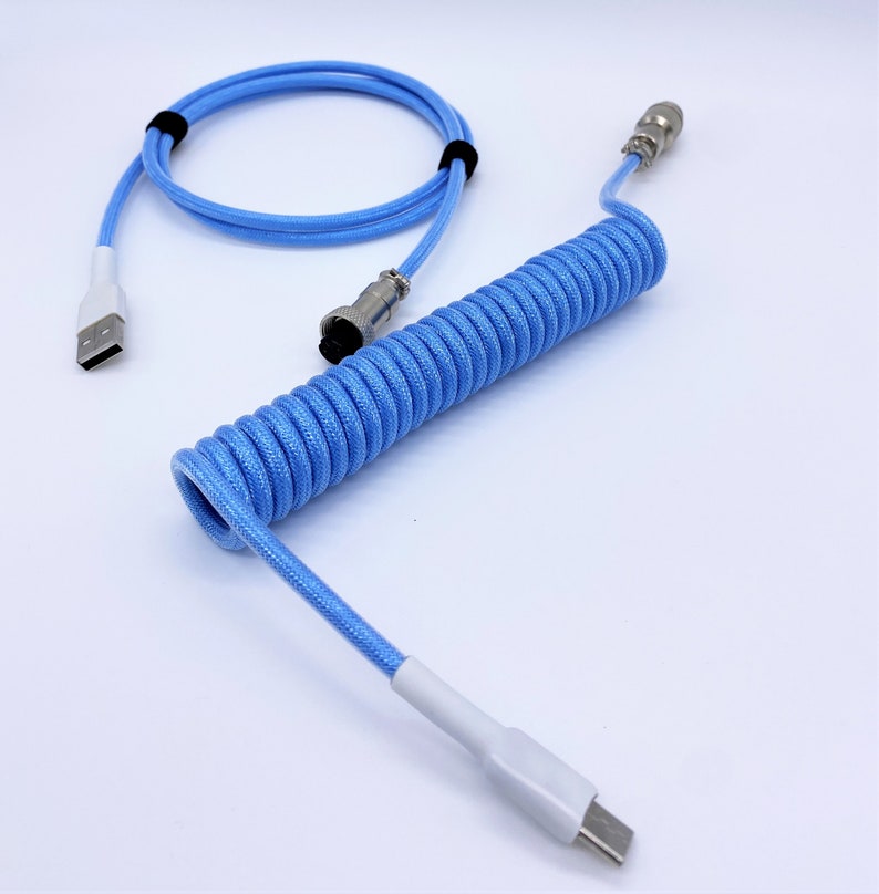 Custom Coiled Aviator USB-C Keyboard Cable Blue