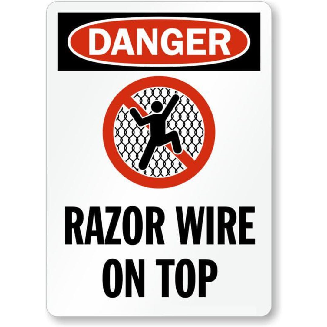 Aluminum Warning Sign: Razor Wire Design - Weatherproof and Durable - Etsy