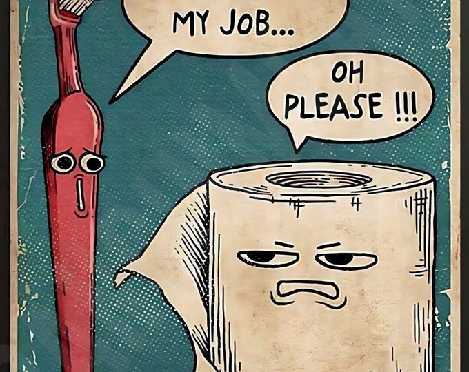Targa Umoristica Per Bagno 'I Hate My Job' - 20,3x30,5 Cm, Metallo Vintage, Decorazione Parete