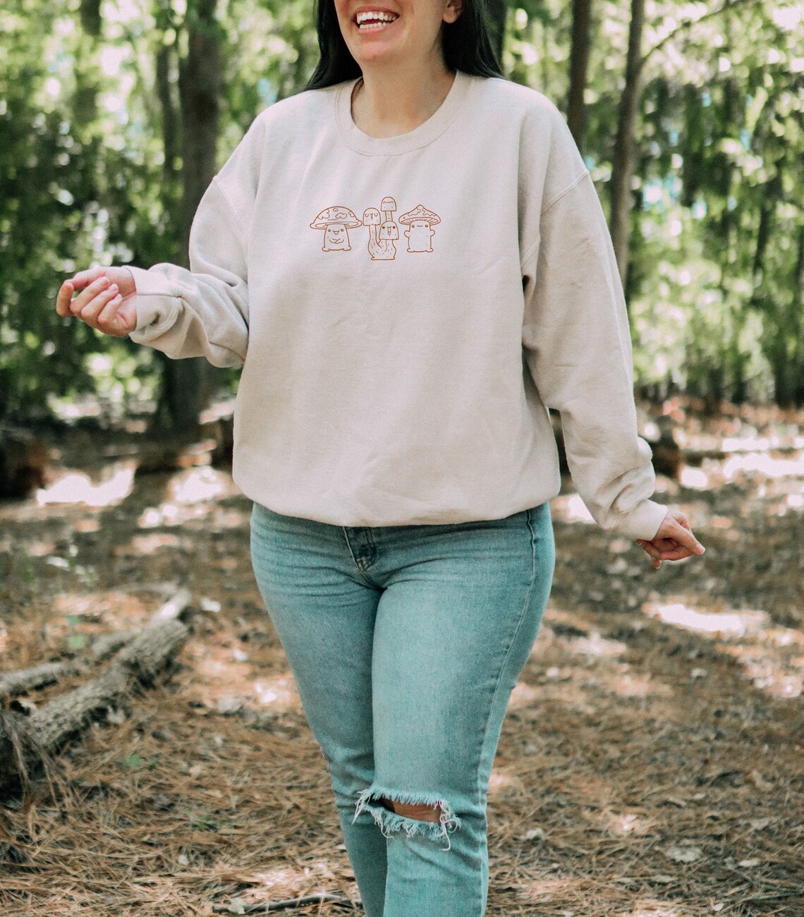 Minimalist Mushrooms Faces mushroom jumper botanical Etsy