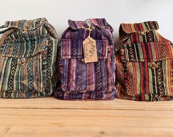 Mini cotone Gheri riciclato fatto a mano e del commercio equo e solidale, perfetto per festival, vacanze, Boho, borsa hippie