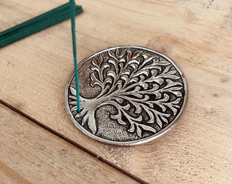 Metal Incense Holder, Tree Of Life Design, Recycled Metal, Incense Stick Holder, Ash Catcher, Incense Burner, Handmade, Fairtrade Eco Gifts