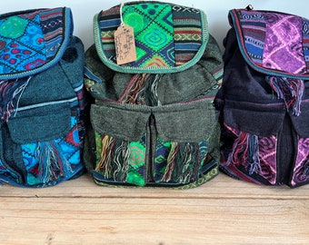 Handmade, Fairtrade, Bohemian Cotton Backpack, Hippie Backpack, Unisex, 5 Colours