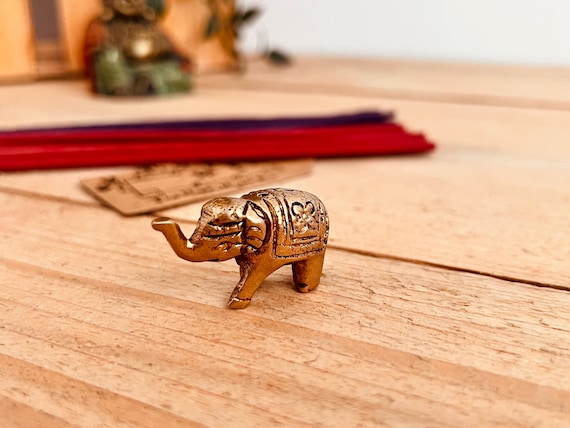 Brass Elephant Incense Stick Holder, Mini Incense Stick Burner Antique Style Finish Incense Holder, Handmade, Fair Trade & Ethically Sourced