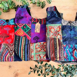Handmade Hippie Mushroom Shoulder Bag Bohemian Festival Patchwork Bag