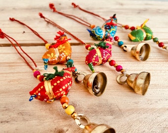 Mini Tota Bird Bell, Traditional Indian Hanging Decoration, Fair Trade