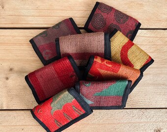 Handmade Recycled Rice Sack Wallet, Colourful Money Case, Hippy/Bobo Fair Trade Wallet