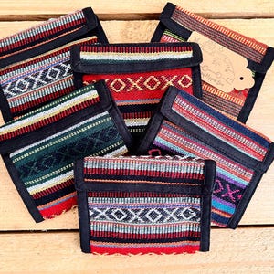 Handmade Bohemian Fabric Cotton Surfer Wallet Fair Trade Nepal Striped Wallet Purse