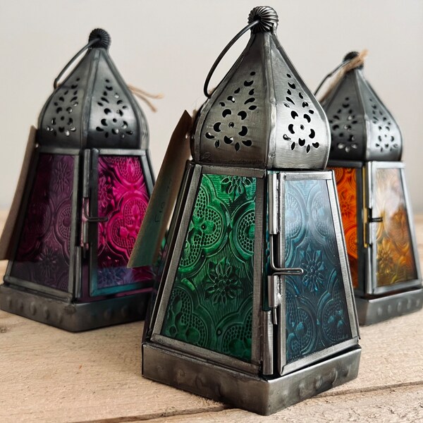 Lot Lanternes à Bougie Style Marocain Métal Coloris Assortis - Mini Décoration Ambiance Exotique