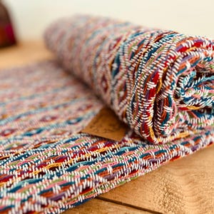 Handmade Rainbow Throw Blanket: Woven Recycled Cotton Bedspread with Tassels