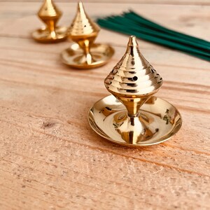 Brass Incense Holder, Traditional Indian Style Incense Stick Holder, Ash Catcher, Golden Brass Colour, Handmade & Fairtrade