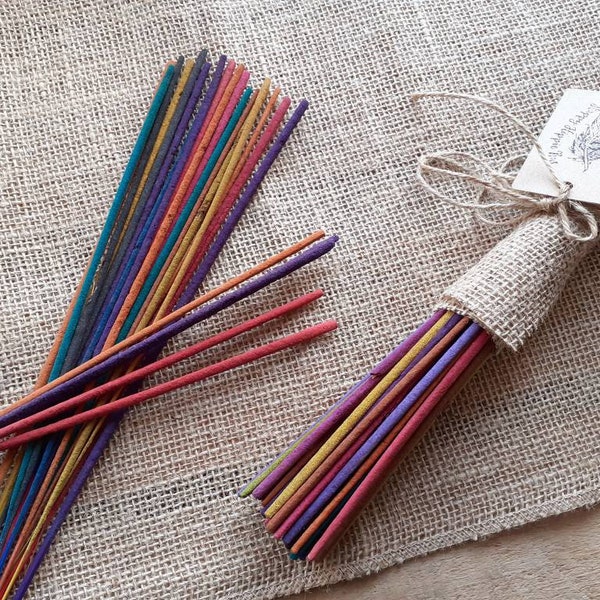 Indian Joss incense Sticks, Ethically Sourced, Handmade 'Wonky' Incense Sticks, Rainbow Incense Stick Seconds, Plastic Free