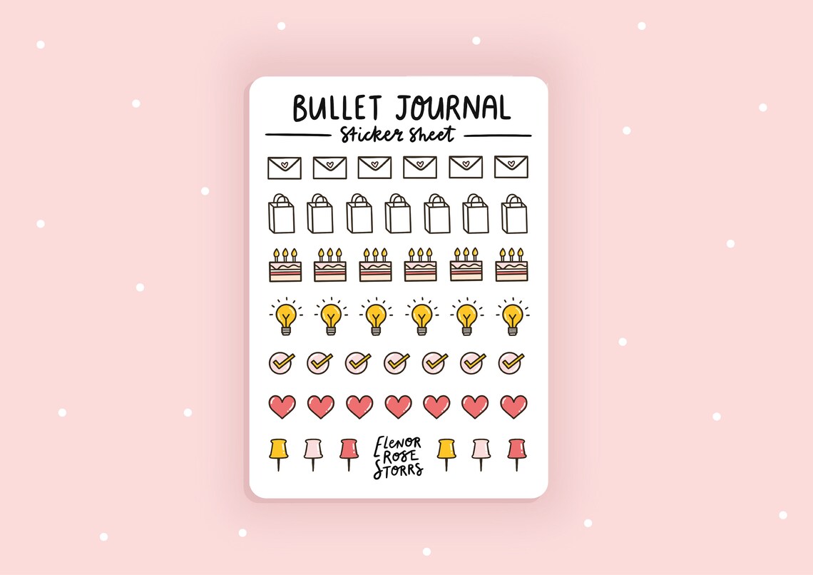 Bullet Journal Icon Sticker Sheet | Etsy