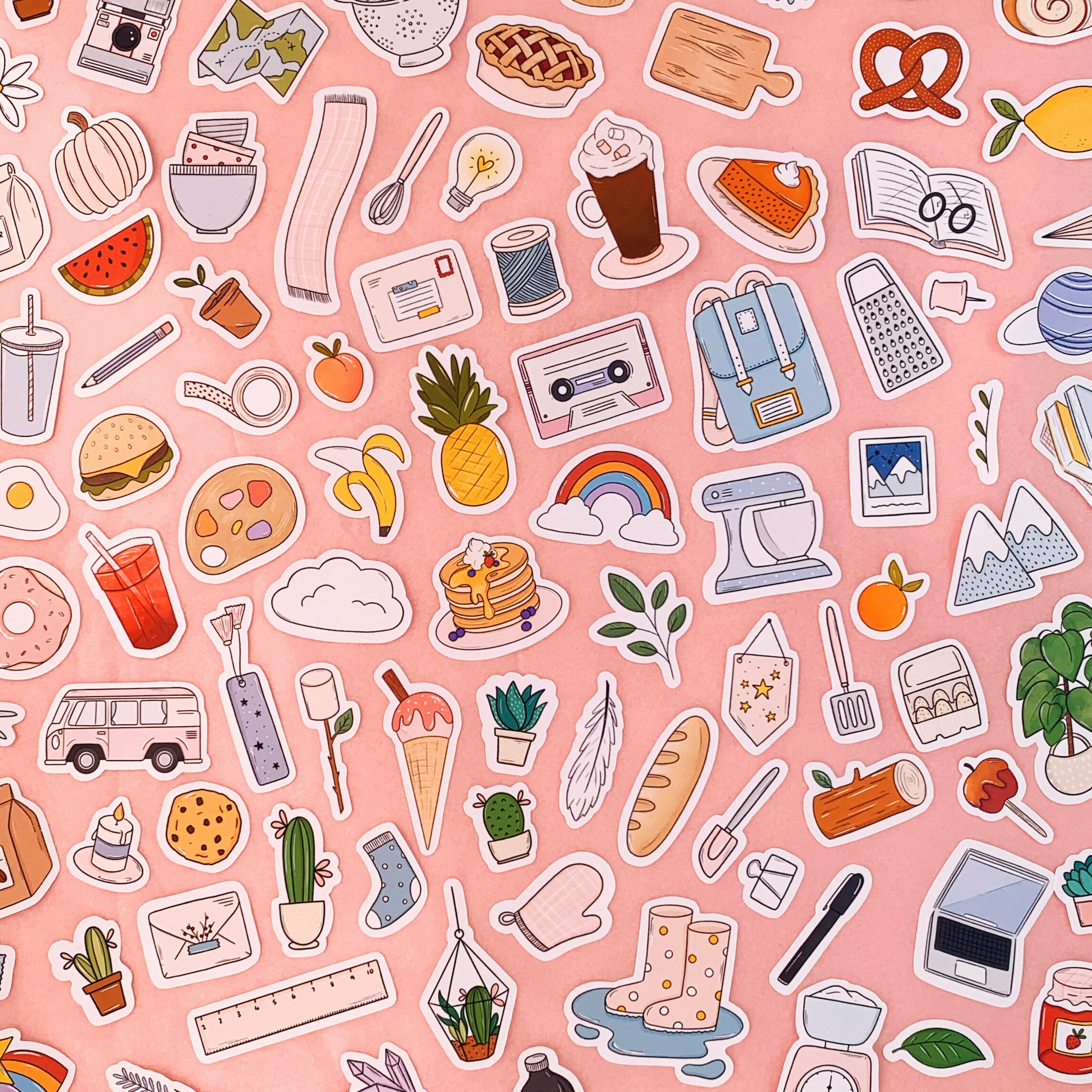 Illustrated Sticker Pack - 100 Pieces