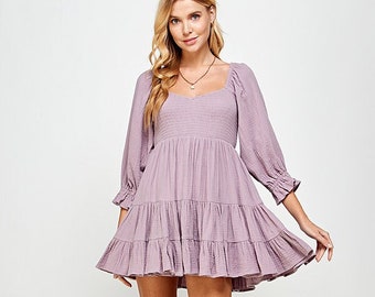 Yura smocked top babydoll dress