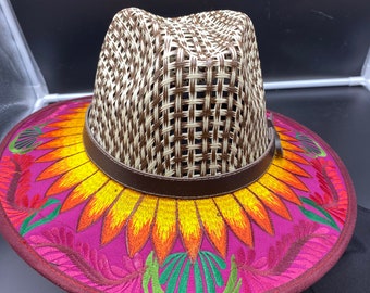Embroidered Mexican artisan Panama hat
