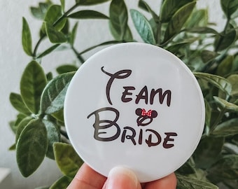 Disney Team Bride button pin | Disney bride button pin | Disney bride badge | Disney badges for wedding | Disney badges for bachelorette