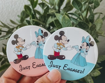Disney Just engaged badge | Disney just engaged button pin | Mickey and Minnie badge | wedding badge | Disney engagement badge | Disney gift