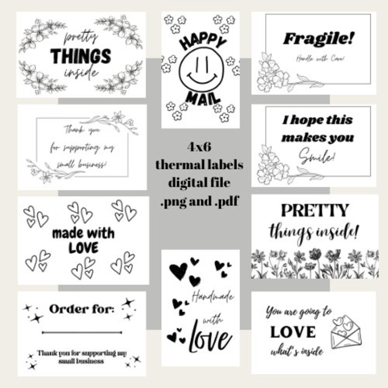 4x6 Thermal Label Stickers: Happy Mail, Small Business (PNG/PDF) - Etsy
