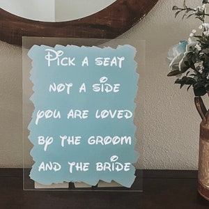 Pick a seat not a side sign Disney wedding | Disney wedding sign | Disney sign | Fairytale wedding | Pick a seat sign