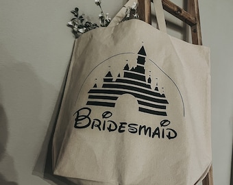Bridesmaid Disney tote bag | Disney wedding | Disney tote bag | Disney canva bag | bride tote bag | bridal party tote bag | bridesmaid gift