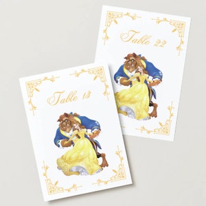 Beauty and the beast table numbers | Beauty and the beast wedding | Beauty and the beast birthday | Disney table numbers | disney fairytale