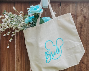 Disney Bride Canvas Tote Bag, Bachelorette Party Gift