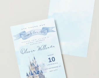 Disney Themed Bridal Shower Invitation - Digital File only | Disney bridal shower invitation |She found her happily ever after bridal shower