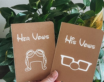 Set of 2 vows notebook for Disney themed wedding | disney wedding vows book | disney wedding decor | up wedding | up vows book