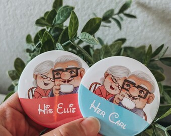 Disney couples badge | his ellie badge | Her carl badge | Disney button pin | Disney badge | up movie badge | disney gift