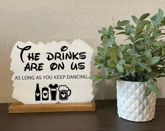 The drinks are on us disney Wedding Sign | disney wedding sign | disney wedding decor | disney bridal shower| disney drinks |disney birthday