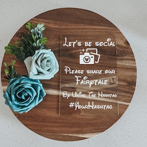 Hashtag-bordje Disney bruiloft | Disney-bruiloft | Sprookjeshuwelijk | Hashtag-bord | Trouwbord | Disney camerabord | Disney-verjaardagsfeestje