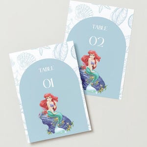Números de mesa de Disney / Número de mesa de La Sirenita de Disney / Números de mesa de boda de Disney / Números de mesa digitales / Tarjeta de mesa de Disney