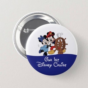 Our first cruise Disney badge | Disney couple button | Disney button pins | disney cruise button pin | Mickey and Minnie pin for cruise |
