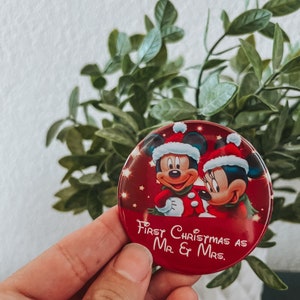 First Christmas as Mr and Mrs Disney badge | Disney couple button | Disney button pins | disney Christmas button pin | Mickey and Minnie