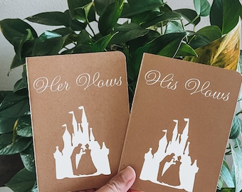 Set of 2 vows notebook for Disney themed wedding | disney wedding vows book | disney wedding decor | Cinderella wedding | Cinderella vows
