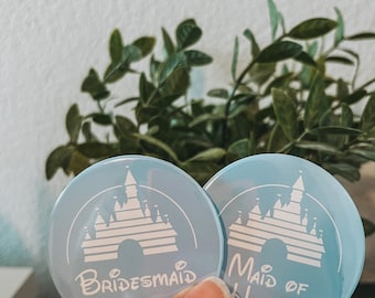 Disney bridesmaid badge | bridesmaid disney badge | disney wedding| Disney button pin | Disney badge | disney bachelorette party badge