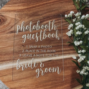Photobooth Guestbook Snap It Stick It Sign It Clear Glass Look Acrylic Wedding Sign, Photo Booth Station Guest Book