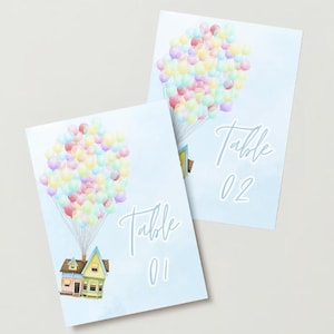 UP table numbers  | Carl and Ellie Table numbers | Up Wedding | up birthday party | up party decor | up bridal shower