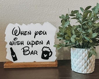 When you wish upon a bar Sign | disney wedding sign | disney wedding decor | disney bridal shower| disney drinks |disney birthday